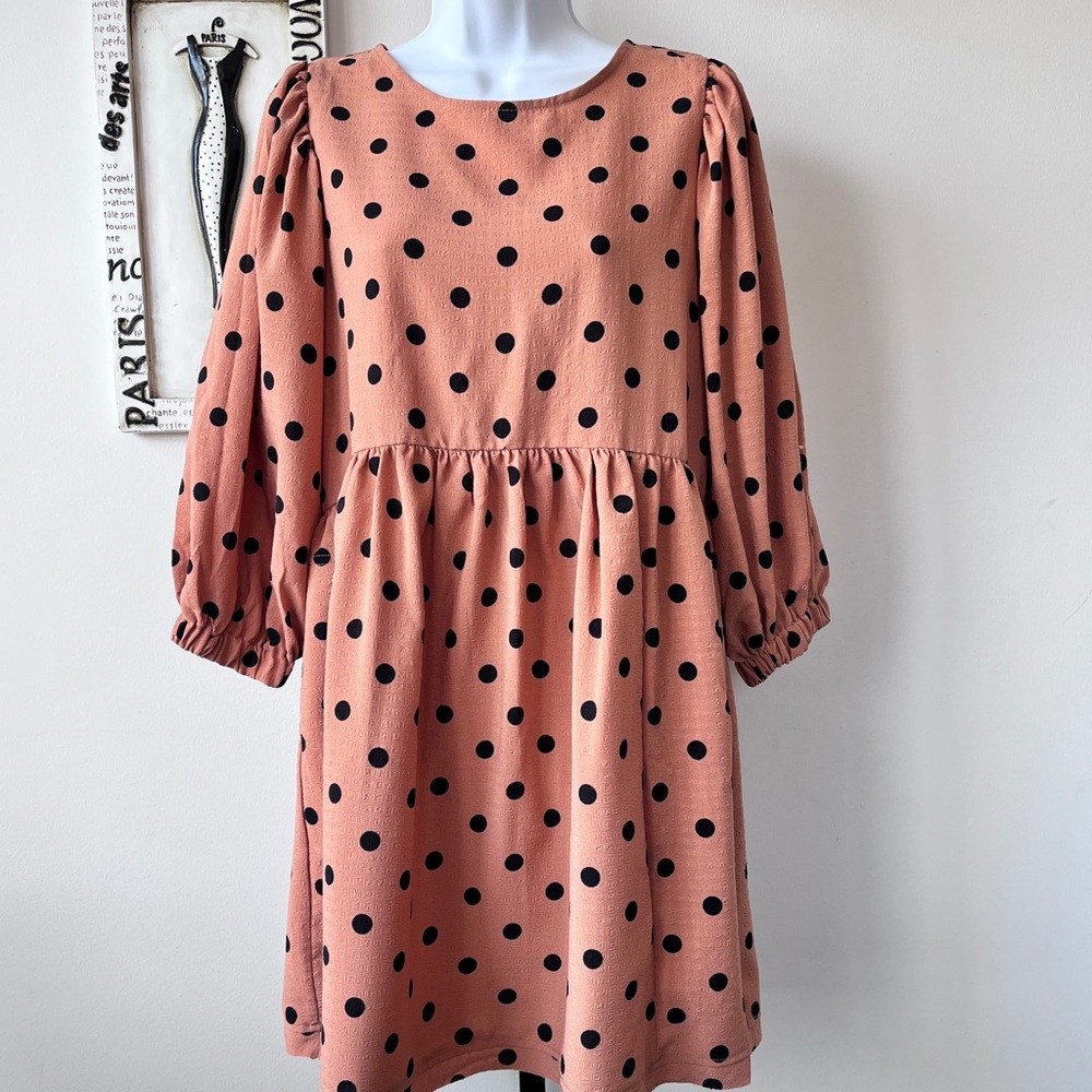 Blu Pepper Polka Dot Girlhood Core Babydoll Dress Size M